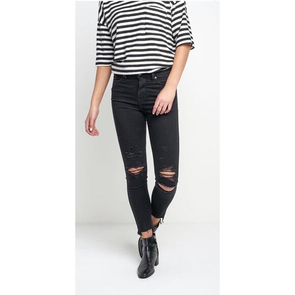 Silver Jeans Women's Robson Skinny Jeans Black Distressed High Rise Stretch Sz 7 - Picture 1 of 7
